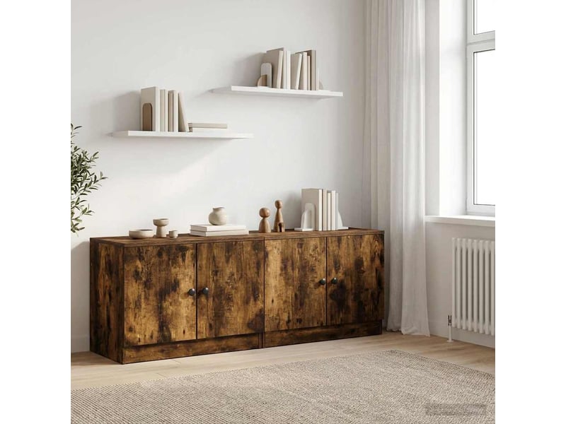 Table de chevet avec stockage 2 pièces chêne fumé 66 x 35 x 48 cm - Conforama C