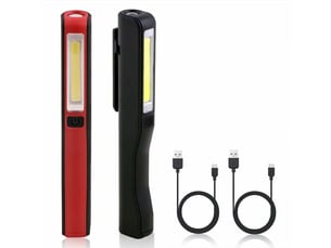 Lampe de travail led rechargeable, 2 pcs 350 lumens lampe mecanicien cob lampe de poche ultra puissante, lampe inspection avec usb cable et clip