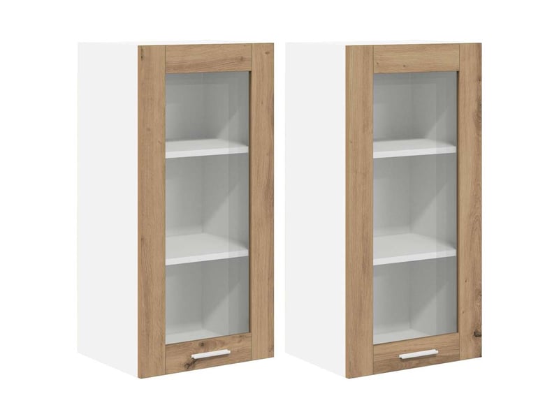Meuble de rangement, armoire suspendue 2 pcs chêne artisanal bois d'ingénierie shl9427 - Conforama A