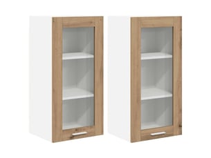 Meuble de rangement, armoire suspendue 2 pcs chêne artisanal bois d'ingénierie shl9427
