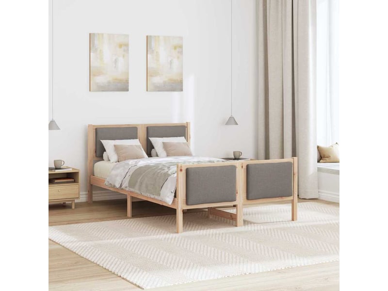 Lit double- lit adulte - cadre de lit avec tête de lit taupe 120 x 190 cm tissu - Conforama C