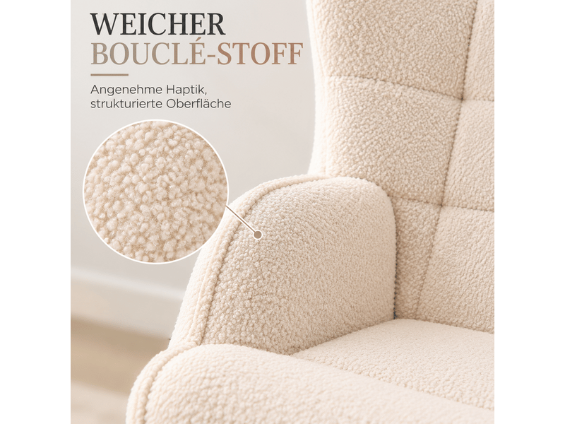  Fauteuil à bascule teddy, fauteuil berçant allaitement haut dossier avec accoudoirs, chaise berçante confortable pour lecture, salon, chambre bébé, adulte  - Conforama D