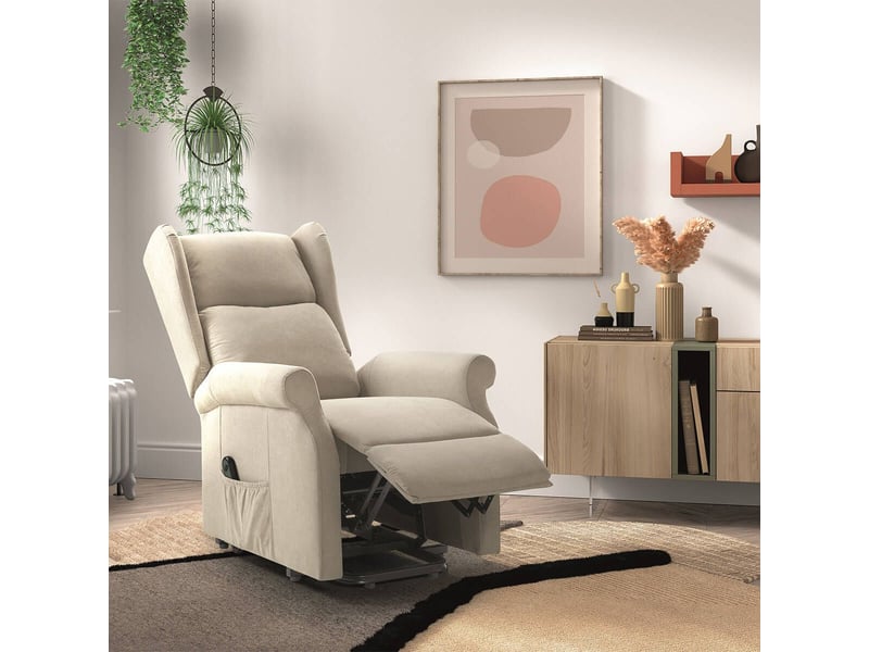  Fauteuil releveur relax électrique tissu waterproof ivoire - alcanti ALCANTI - Conforama D
