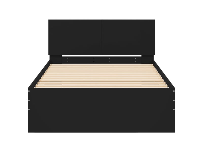  Lit simple- lit adulte -  cadre de lit sans matelas avec tête de lit noir 100x200 cm  - Conforama D