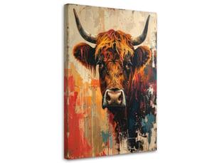 Toile imprimée, vache écossaise abstraite colorée 40x60
