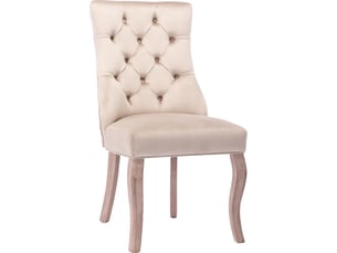 Lot de 4 chaises salle à manger 51x47x97 cm en velours beige, dossier élevé capitonné à boutons