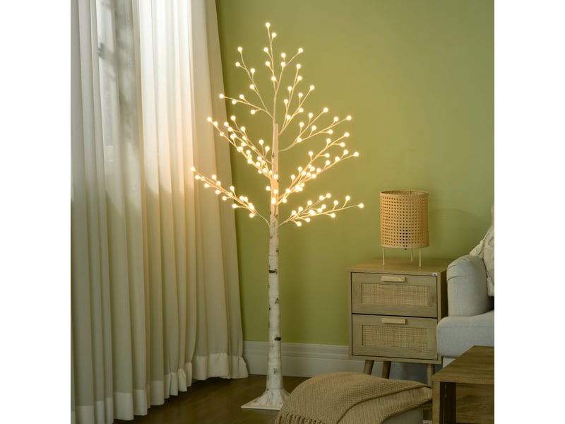  Arbre artificiel blanc avec 120 lumières led, étanchéité ip44, luminosité réglable, décoration intérieure, 20 x 20 x 150 cm.  - Conforama D