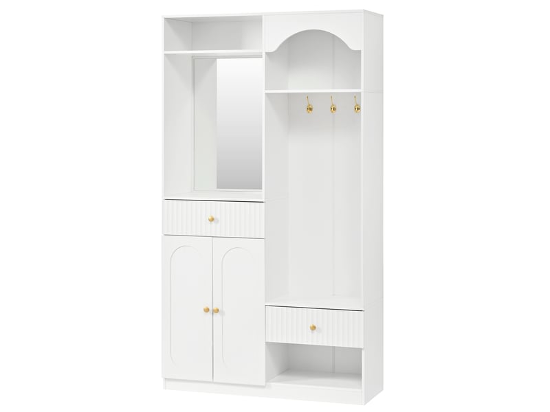 Portemanteau avec banc et rangement 100 x 180 cm en mdf blanc - Conforama W