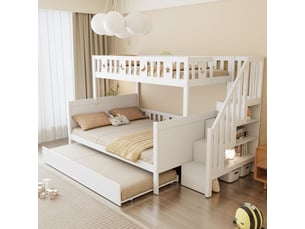 Lit superposé 140x200 cm <strong>MERAX</strong>  <strong>lit enfant blanc</strong> coloris blanc