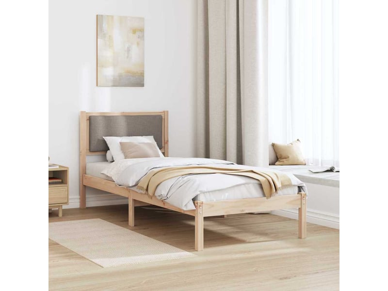  Lit simple- lit adulte -  cadre de lit avec tête de lit taupe 80 x 200 cm pin massif  - Conforama C