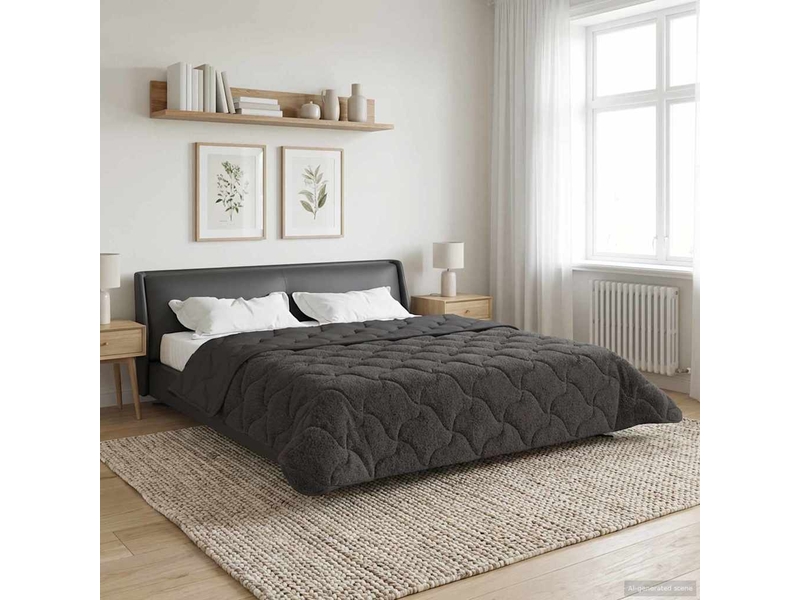  Duvet - couette complet toute l'année matelassé anthracite 200 x 240 cm  - Conforama D