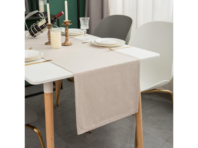  Chemin de table élégant - 40x180 cm - effet lin déperlant et imperméable - beige  - Conforama B