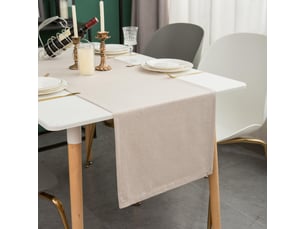 Chemin de table élégant - 40x180 cm - effet lin déperlant et imperméable - beige