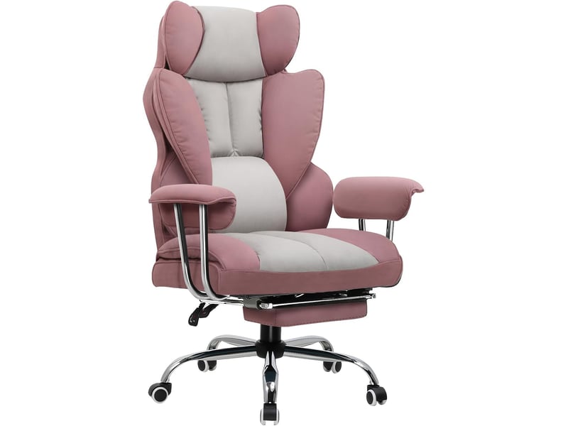  Gtplayer chaise de jeu en tissu, ergonomique, avec repose-pieds extensible, pivotante, 180 kg, rose GT200-PINK - Conforama A