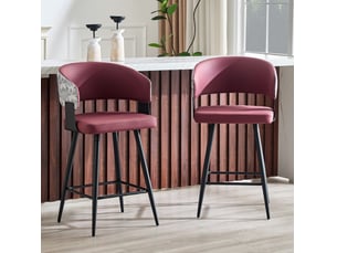 Chaise de salle à manger 46x47x94,5 cm avec dossier et accoudoirs lot de 2 polyuréthane (pu) rouge