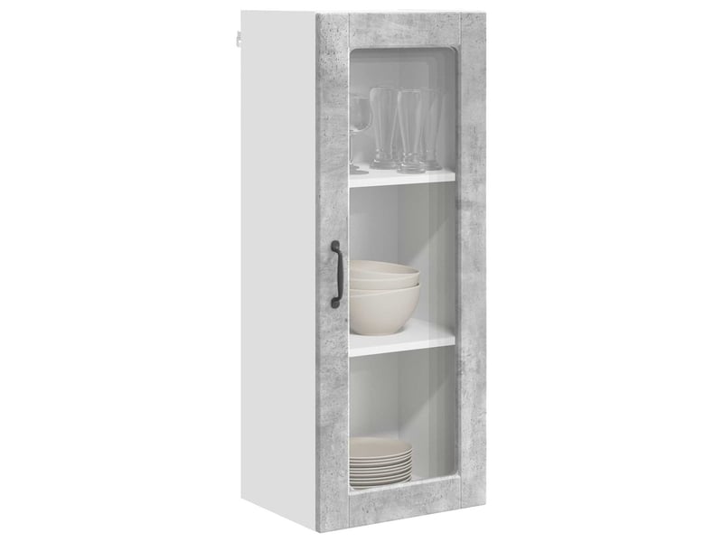  Meuble mural de cuisine, cabinet en verre mural gris béton 40x31x100cm shl9189  - Conforama C