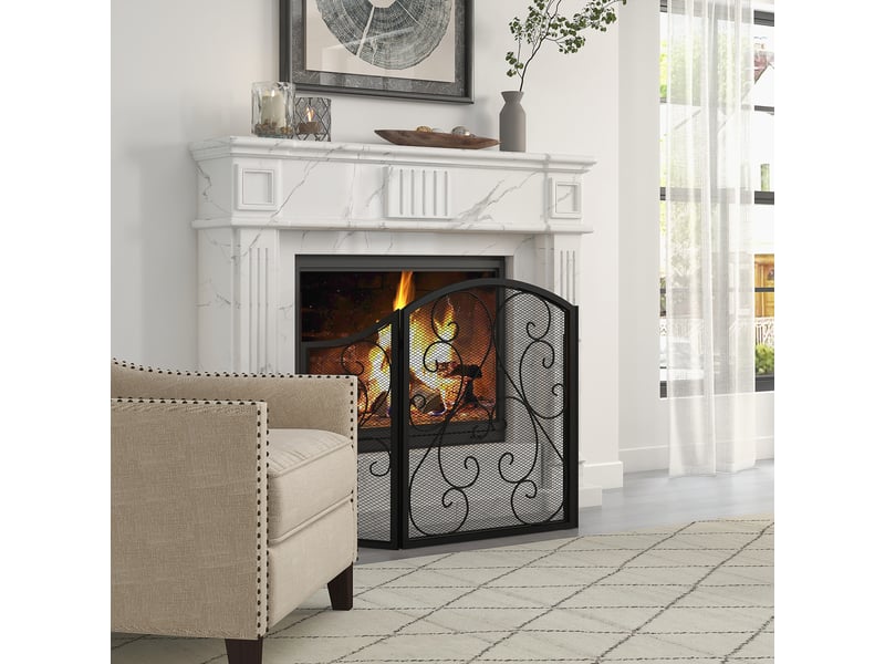  Pare-étincelles pour cheminée, style vintage, 66 cm x 31 cm x 81 cm, noir  - Conforama D