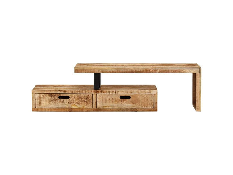  Meuble tv - banc tv - meuble de rangement (118-200) x 30 x 40 cm en bois massif de manguier  - Conforama A
