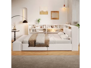 Lit banquette 140x200 cm <strong>MODERNLUXE</strong> <strong></strong> coloris blanc