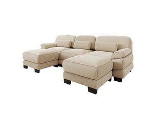 Canapé modulable en u 3 places 265x161x94 cm avec 2 poufs, assise profonde, coussin lombaire épais, velours côtelé