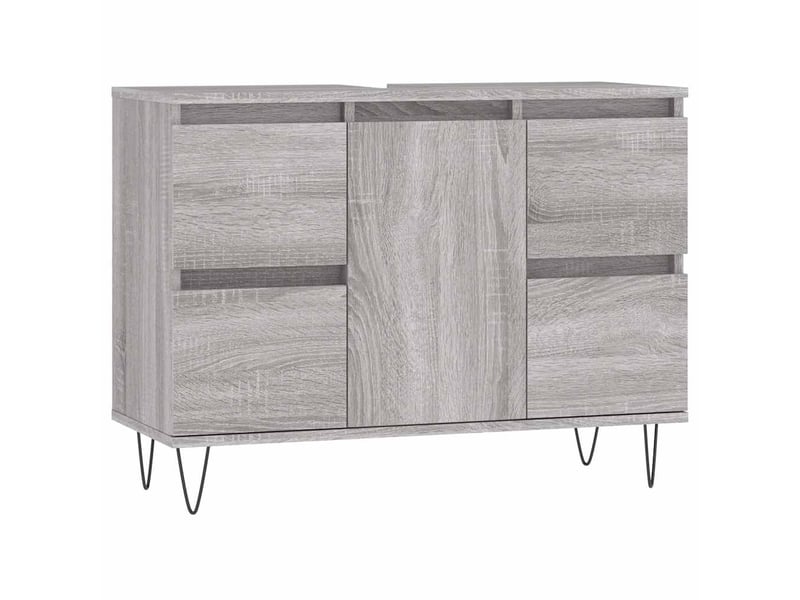  Meuble salle de bain rangement, commode sonoma gris 80x33x60 cm bois d'ingénierie shl6919  - Conforama A