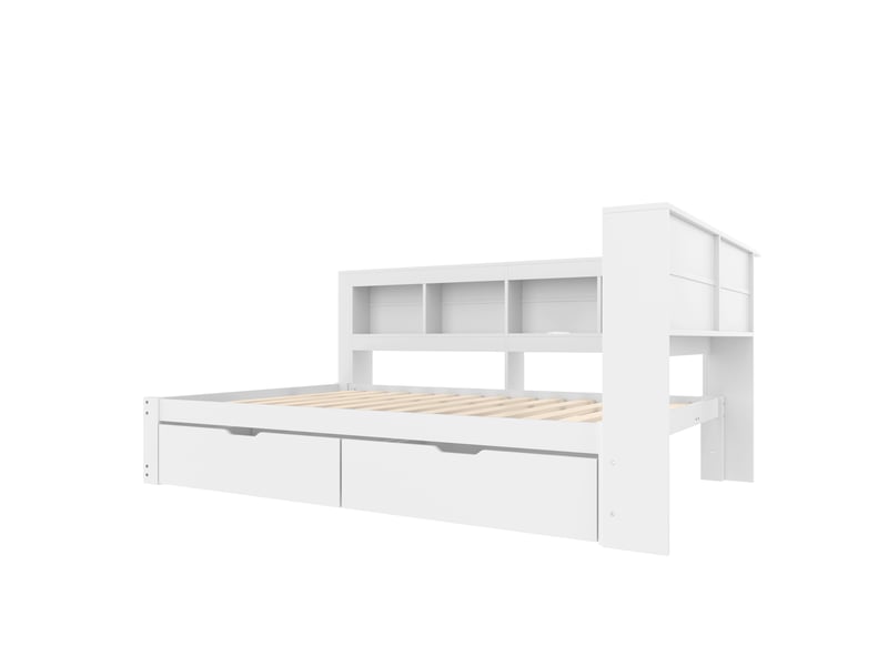  Lit banquette 140x200 lit de jour blanc avec 2 tiroirs et ports usb  - Conforama W
