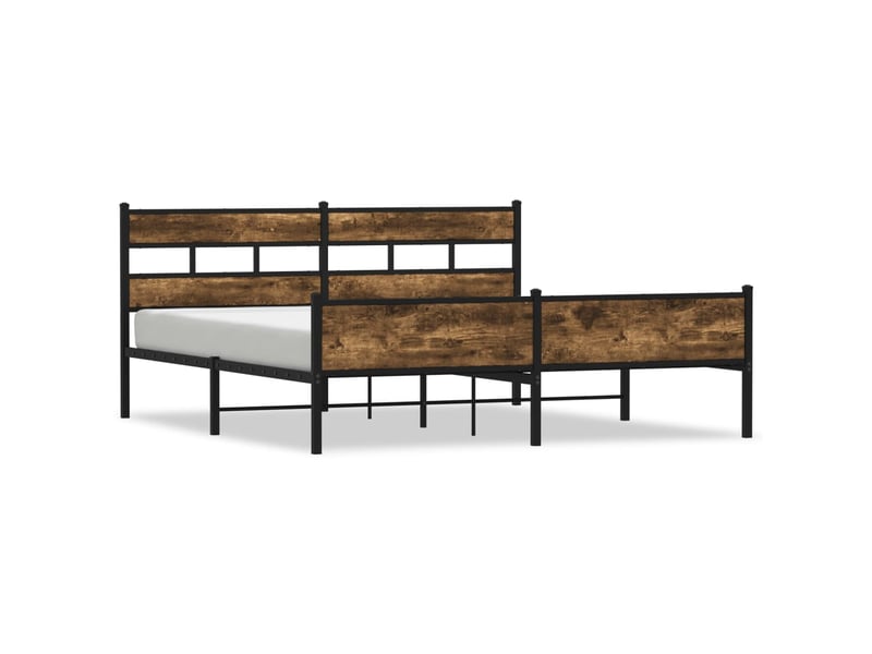  Lit double- lit adulte -  cadre de lit en métal sans matelas chêne fumé 200x200 cm  - Conforama A