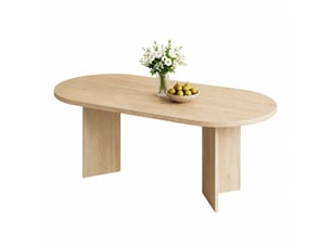 Table à manger, 6-8 personnes avec angles arrondis 18 mm style moderne pour 6-8 personnes, pratique, mdf, coloris chêne