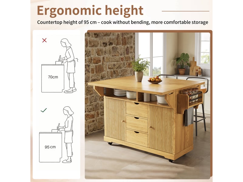  Desserte de cuisine, 142,5x80x95 cm, bicolore, poids 50 kg cao-N620CC260704A-conf-NEW - Conforama E