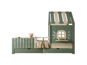 Lit avec rangement 90x200 cm <strong>MERAX</strong>  <strong>lit enfant vert</strong> coloris vert