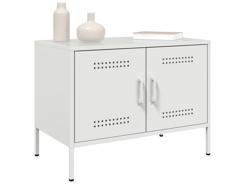  Lot de 2 meuble tv bas salon blanc 68x39x50,5 cm acier shl26480  - Conforama D