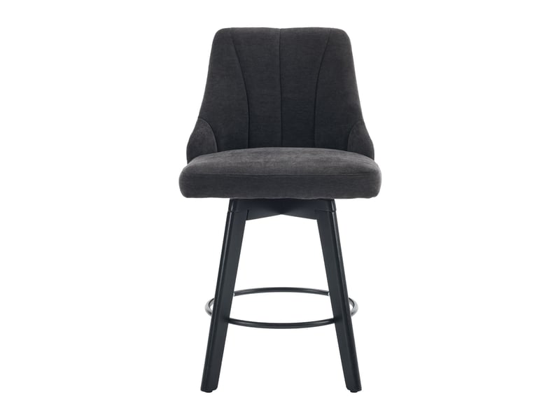  Lot de 2 tabourets de bar pivotants 53x53.5x94.5cm - avec dossier et repose-pédales en métal - tissu chenille - anthracite  - Conforama A