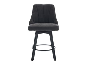 Lot de 2 tabourets de bar pivotants 53x53.5x94.5cm - avec dossier et repose-pédales en métal - tissu chenille - anthracite
