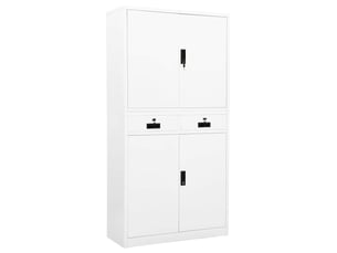 Armoire de bureau, rangement de bureau blanc 90x40x180 cm acier