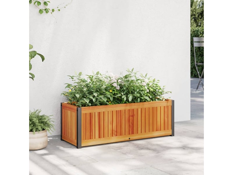  Jardinière - bac à fleurs 80x30x27,5 cm bois massif d'acacia et acier  - Conforama B
