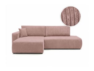Canapé d'angle gauche convertible LOUNGITUDE ALYA 5 places Velours côtelé Rose