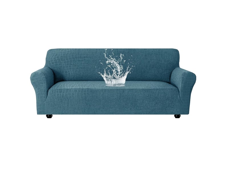  Housse de canapé imperméable 4 places avec accoudoirs bleu paon 245-275cm  - Conforama A