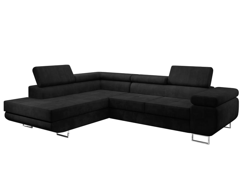 Canapé d’angle kanya noir 275 cm convertible avec coffre gauche Kanya - Conforama A