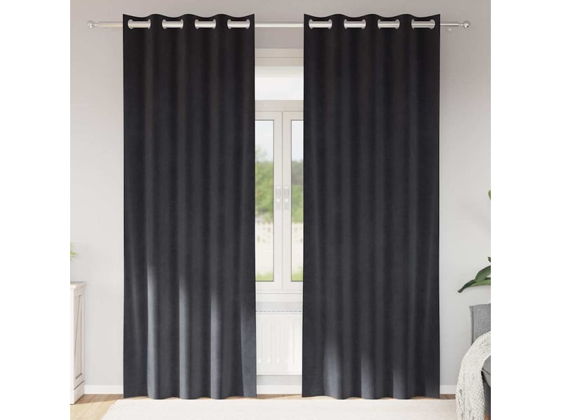Lot de 2 rideaux, rideaux de fenêtre gris foncé 140 x 225 cm velours cf44067 - Conforama B