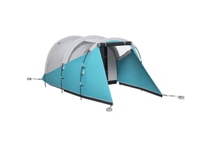 Tente de camping familiale 3 personnes, tente tunnel imperméable, 2 portes fenêtres, ventilée 4,6 x 2,6 x 1,9 m, bleu