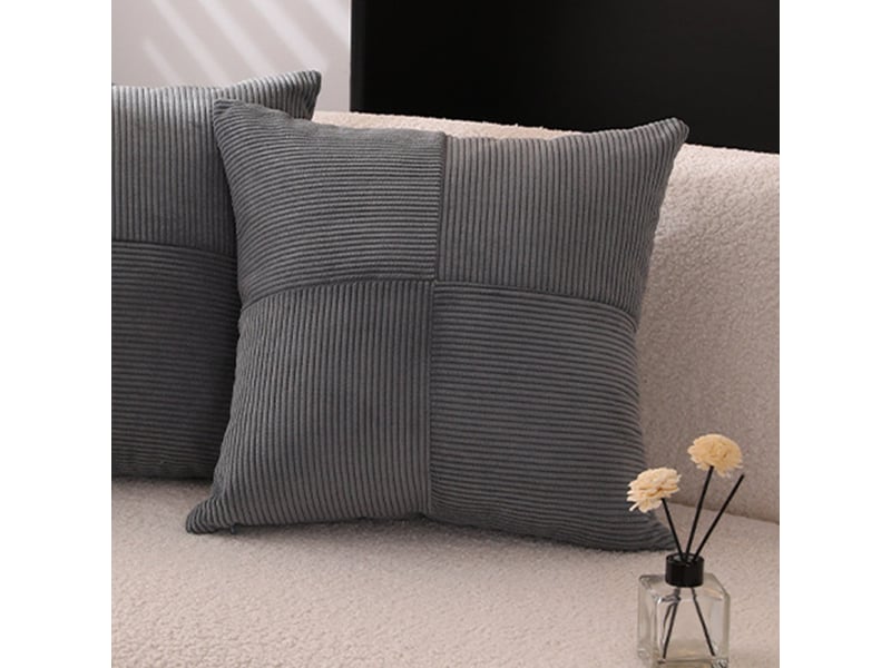  Coussin carré en tissu côtelé gris 45x45 cm  - Conforama B