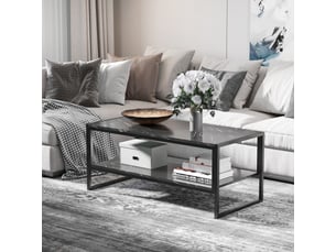 Table basse style moderne avec 2 étagères noir 106 x 50 x 47 cm