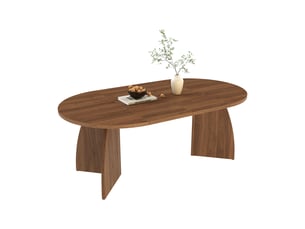 Table à manger extensible ovale 100140180x100x75 cm pour 4 à 8 personnes, plateau mdf effet bois, design moderne avec bords arrondis - noyer