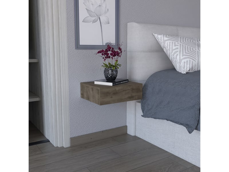  Table de chevet suspendue milano de 40 cm avec 1 tiroir, chêne foncé  - Conforama B