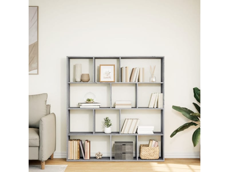  Bibliothèque, meuble de rangement salon sonoma gris 132x29x141,5 cm bois d'ingénierie  - Conforama C