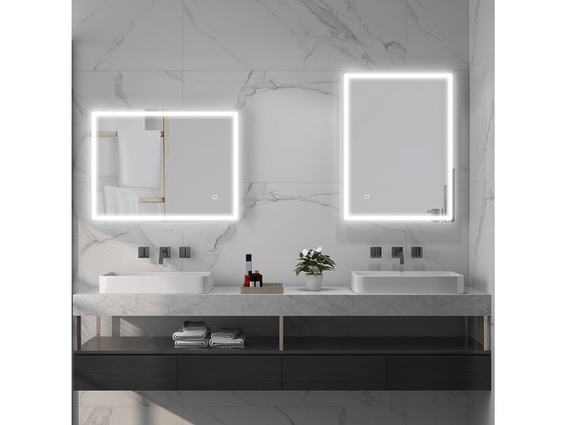  Miroir lumineux led 80x60 cm rectangulaire à intensité réglable argenté  - Conforama C