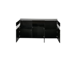 Buffet noir brillant 140 cm meuble salon avec led 3 portes acrylique