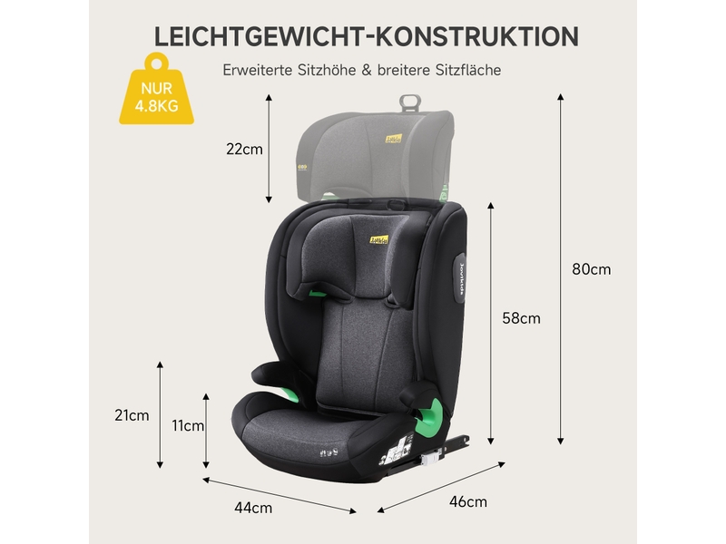 Siège auto enfant i-size r129 isofix noir 100-150 cm avec dossier réglable - Conforama C