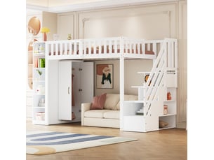 Lit avec rangement 90x200 cm <strong>MODENVIE</strong>  <strong></strong> coloris blanc