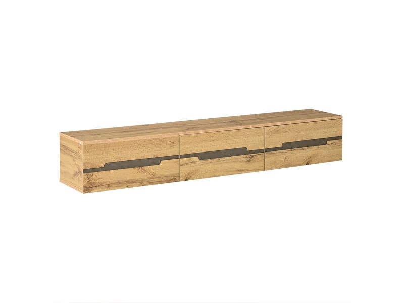  Meuble tv mural avec 3 tiroirs 160x30x25,5 cm coloris bois naturel  - Conforama E